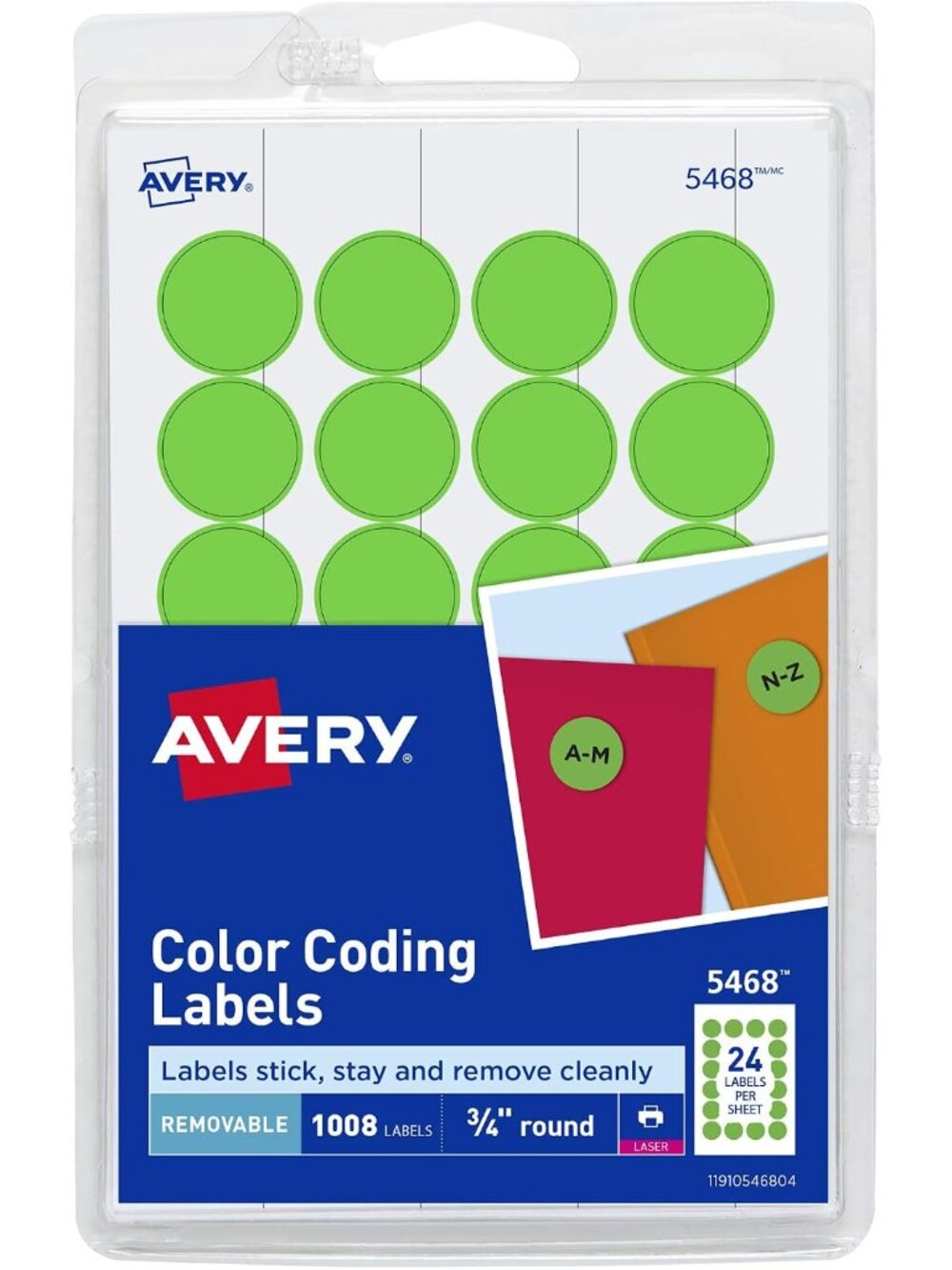 Colored Dot Stickers, Removable Print or Write Circle Labels, 3/4 Inch, 1008 Neo